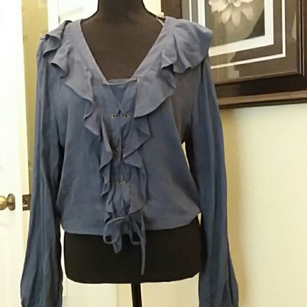 COPY - Blue ruffled Blouse